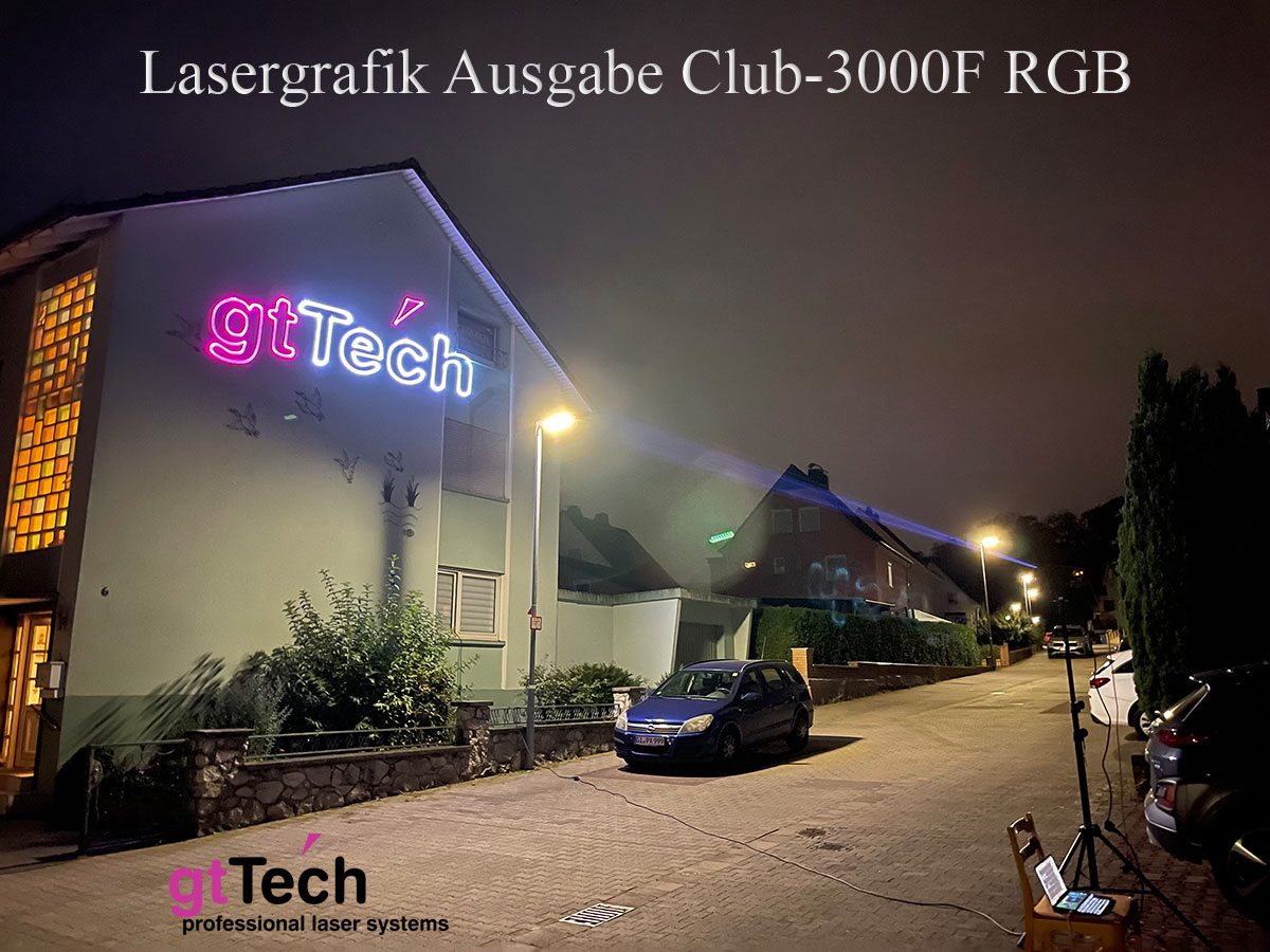 Lasergrafik Ausgabe Club-F-Laser am Beispiel vom 3W Laser